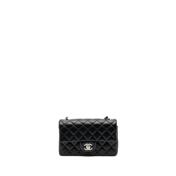 Chanel mini rectangular flap bag lambskin black SHW (MICrochip)