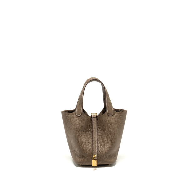 HERMES Picotin 18 Lock Bag Clemence Etoupe GHW Stamp B