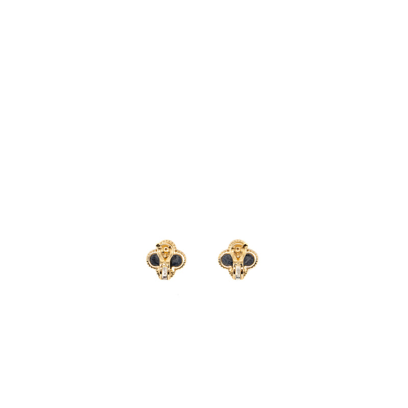 Van Cleef & Arpels Vintage Alhambra Earrings Onyx Yellow Gold