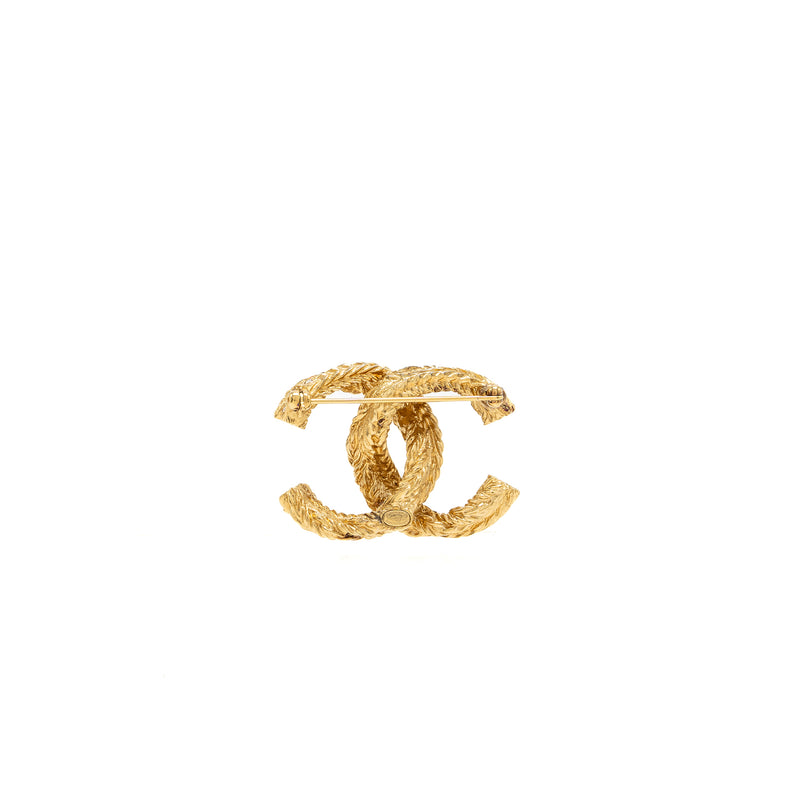 Chanel cc logo brooch metal/crystal gold tone