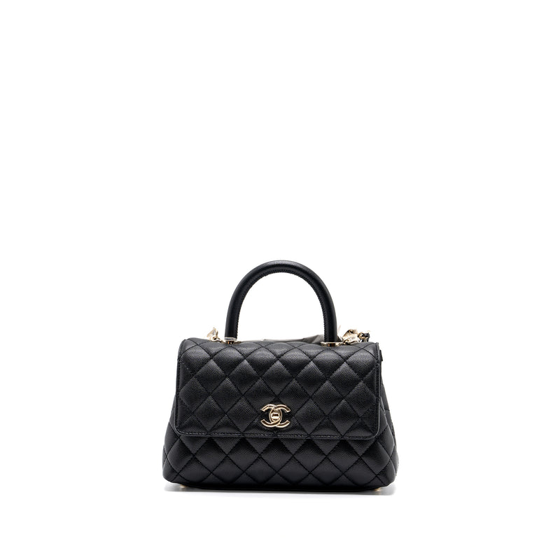 Chanel small coco handle caviar black LGHW (Microchip)