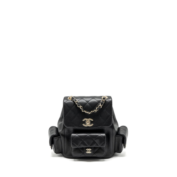 Chanel 23k triple pocket backpack caviar black LGHW (microchip)