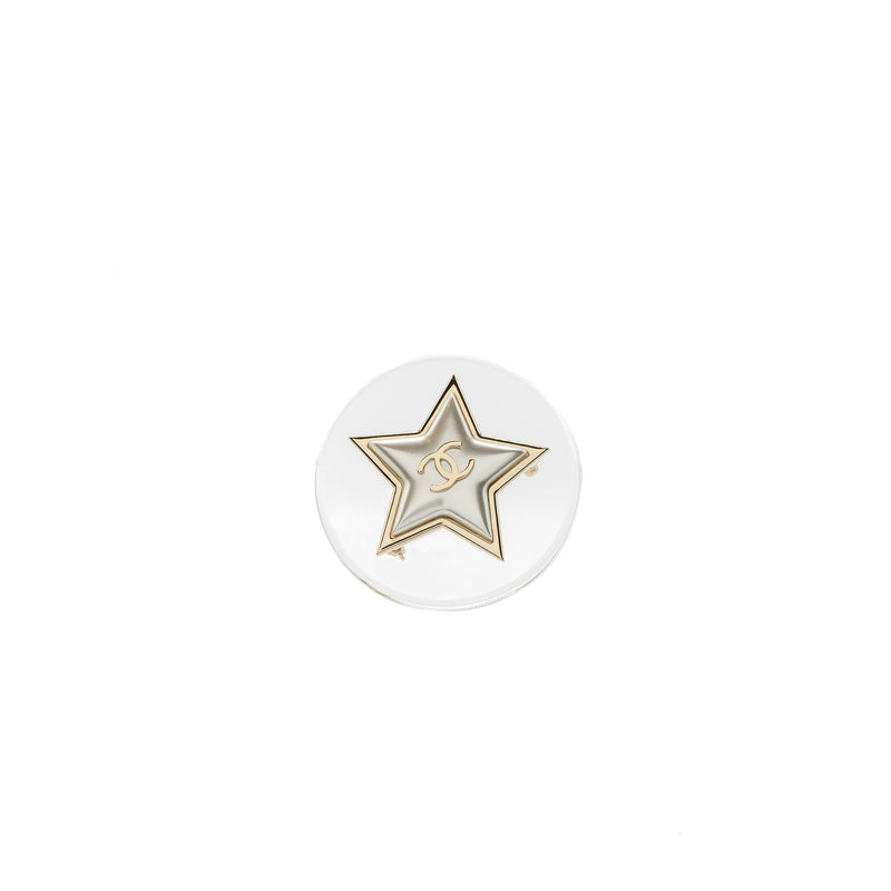 Chanel Star Brooch Crystal Light Gold Tone