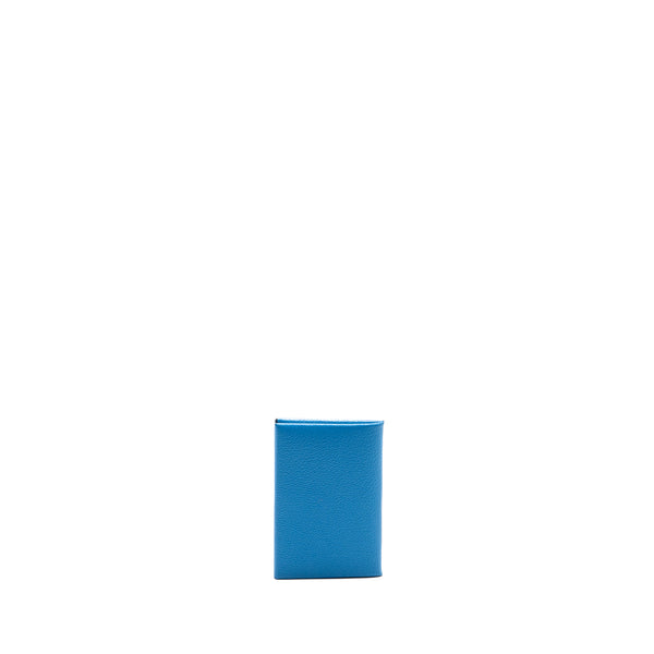 Hermes Special Edition Calvi Card Holder Chevre Mysore Blue Brighton SHW Stamp D