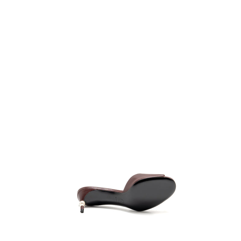 Chanel Size 39 Mule/Sandals with Pearl heels Lambskin Burgundy