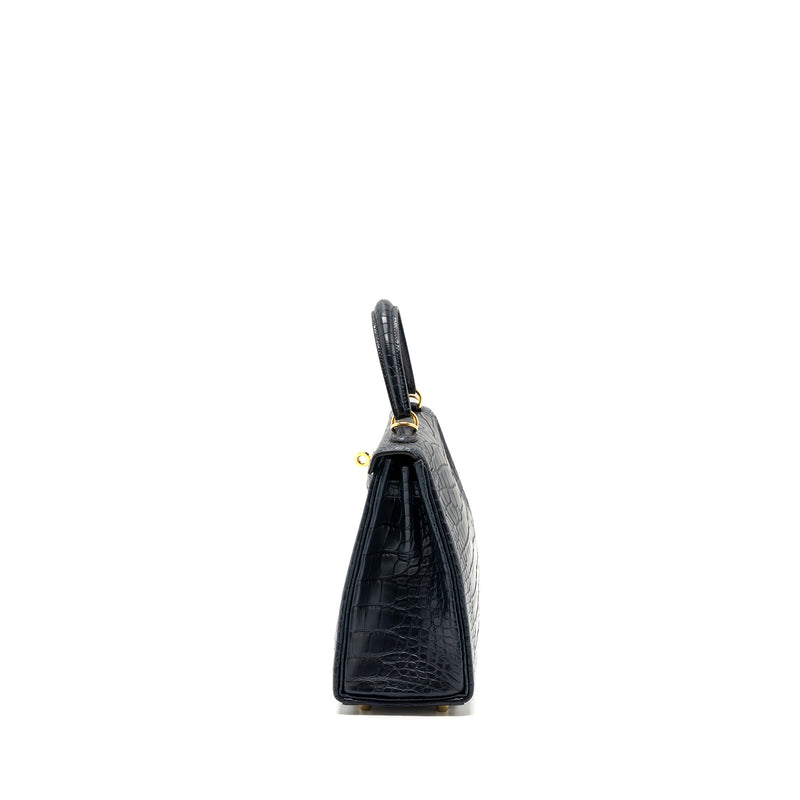 Hermes kelly 25 matte crocodile alligator mississippiensis blue indigo GHW stamp Y