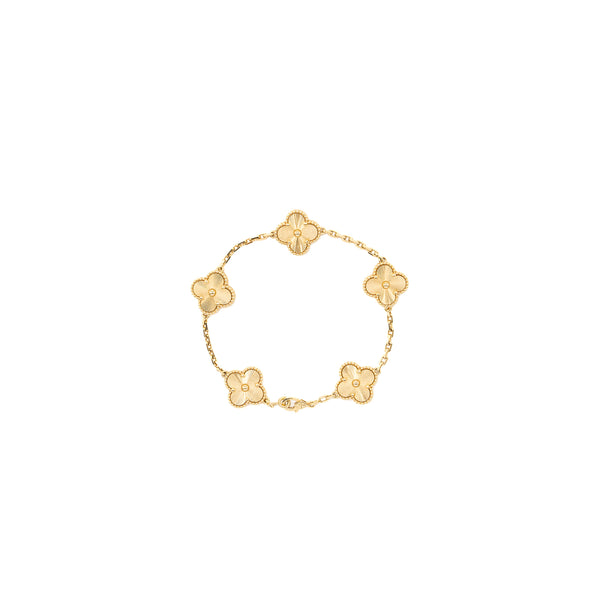 Van Cleef & Arpels Vintage Alhambra bracelet, 5 motif 18k yellow gold