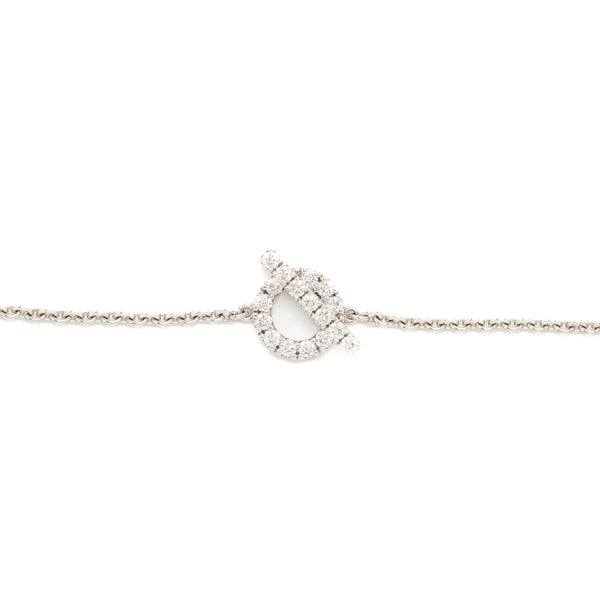 Hermes Size SH Finesse Bracelet White Gold Diamonds