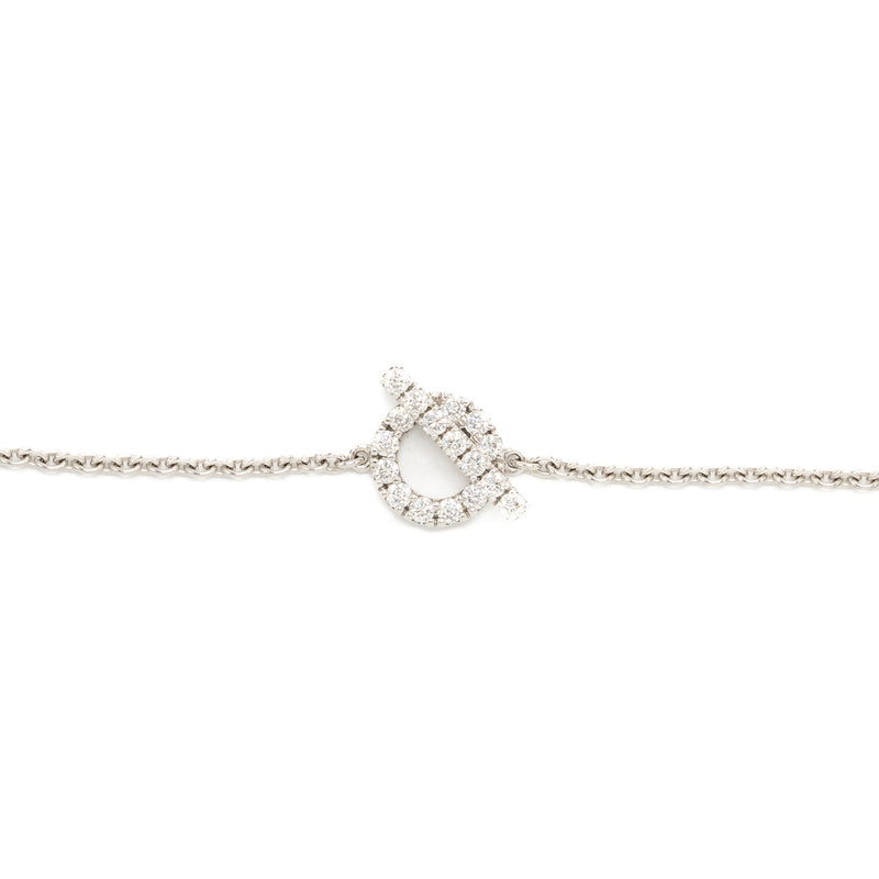 Hermes Size SH Finesse Bracelet White Gold Diamonds