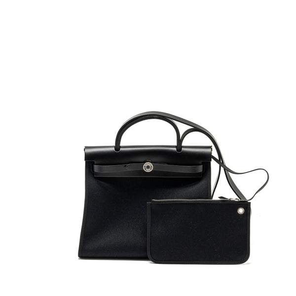 Hermes Herbag 31 Zip Bag Canvas/Hunter Black SHW Stamp D