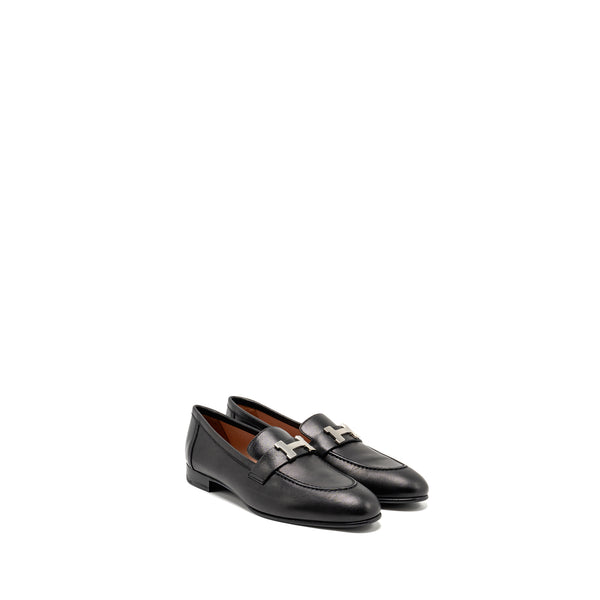 Hermes Size 38 Mocassin Paris Loafer Chevre Black SHW
