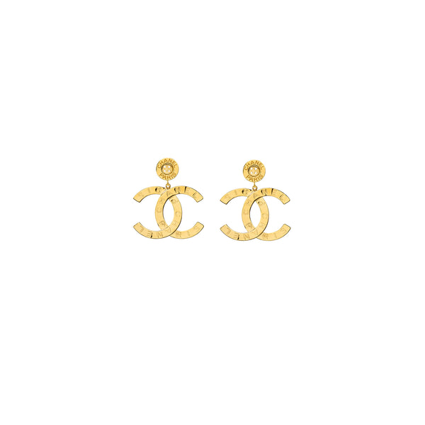 Chanel giant CC drop earrings gold tone