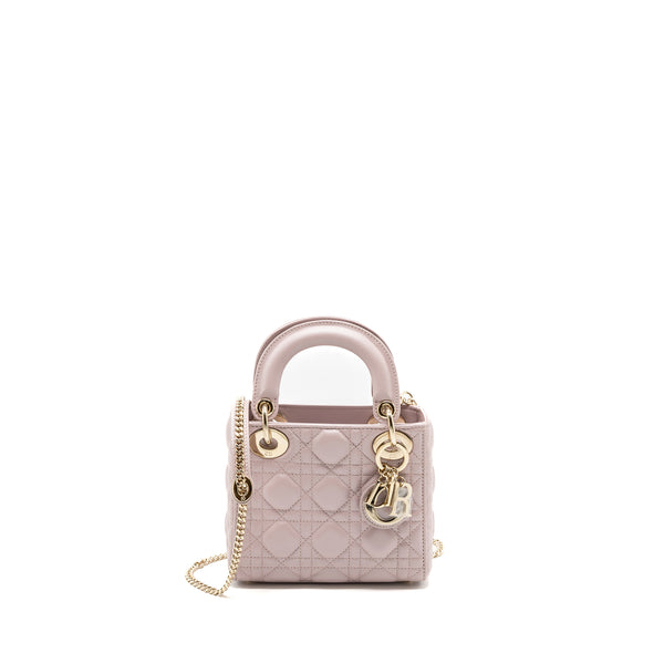 Dior Mini Lady Dior Bag lambskin Light Pink LGHW