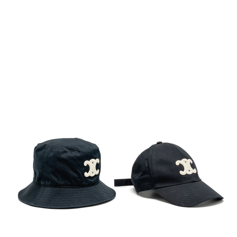 Celine Size S Triomphe Bob and Baseball Cap Cotton Black (Sell in Set)