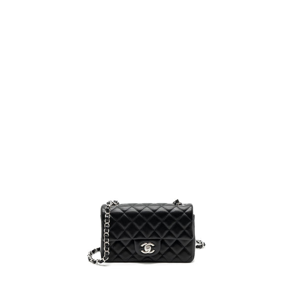 Chanel mini rectangular flap bag lambskin black SHW (MICrochip)