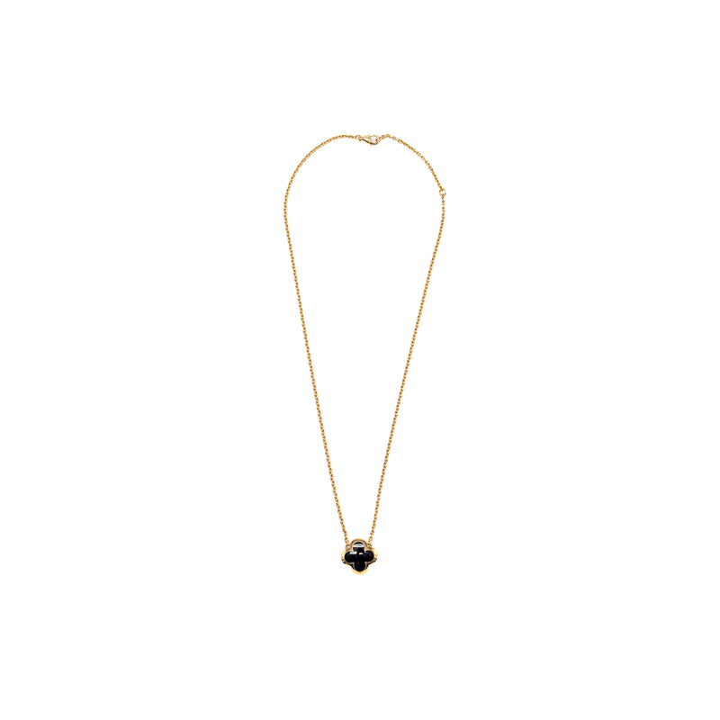 Van Cleef and Arpels Pure Alhambra Pendant Onyx Yellow Gold