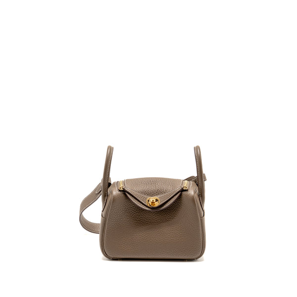 Hermes mini lindy clemence etoupe GHW stamp U