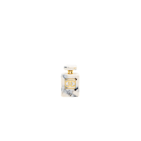 Chanel perfume bottle brooch white/multicolour gold tone