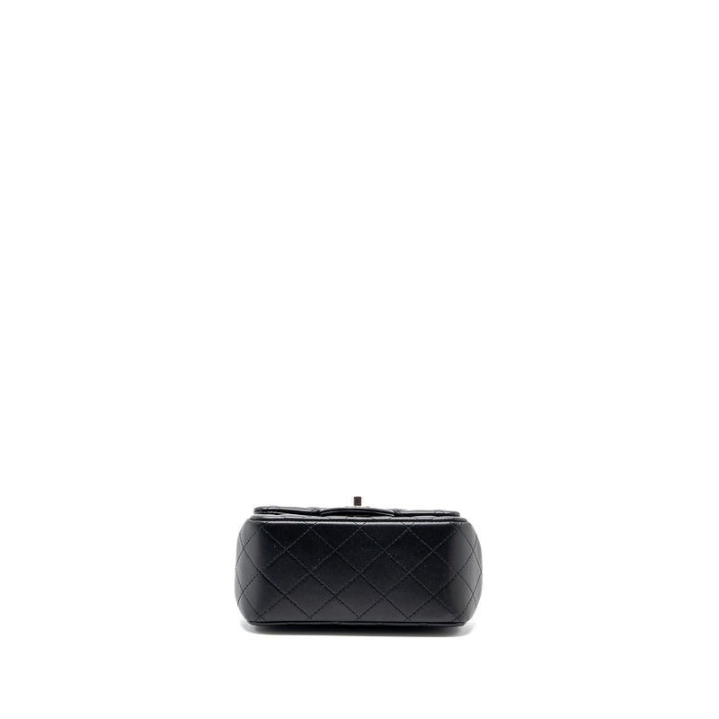 Chanel mini square flap bag lambskin black SHW (microchip)