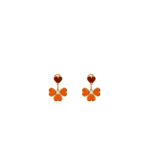 Van Cleef &Arpels Sweet Hearts Earrings Carnelian Rose Gold, Diamonds