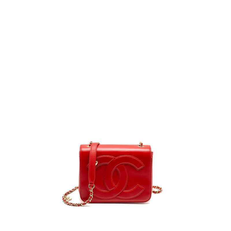 Chanel Mania Flap Bag Lambskin Red LGHW