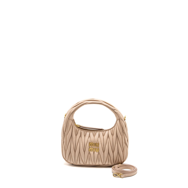 Miumiu Wander Matelasse Hobo Bag Nappa Lambskin Beige GHW