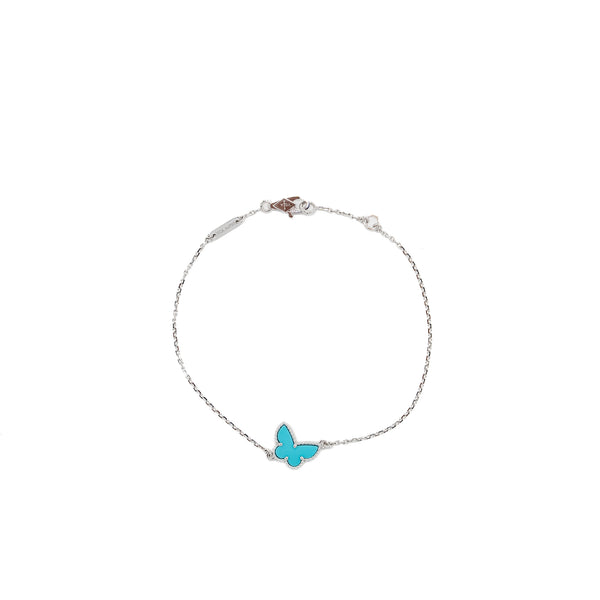 Van Cleef & Arpels Sweet Alhambra Butterfly Bracelet White Gold, Turquoise