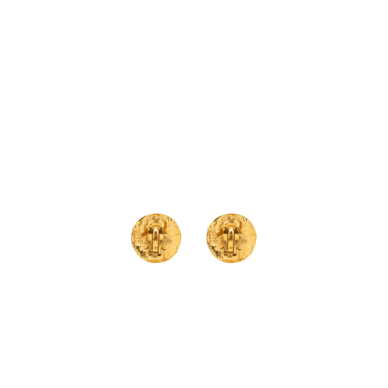 Chanel vintage round CC logo earclip gold tone