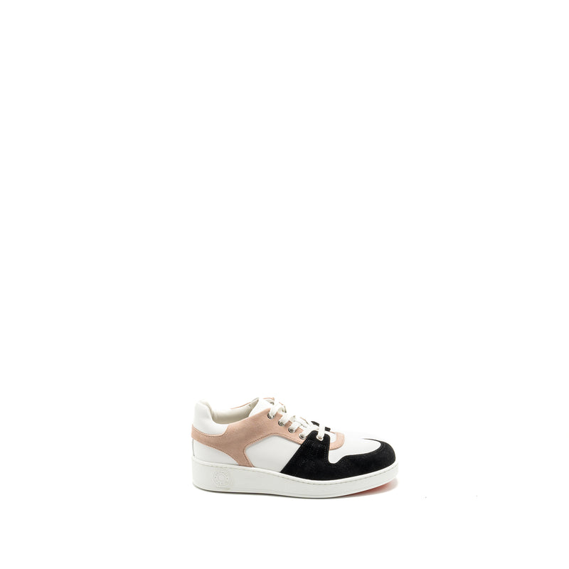 Hermes size 37 freestyle sneakers suede / calfskin black / white/ pink