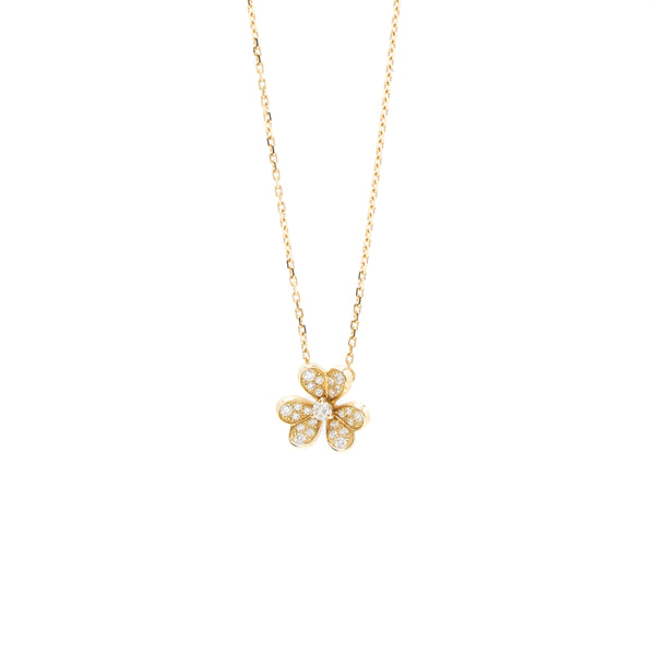 Van Cleef & Arpels Frivole Pendant, Mini Model Yellow Gold Diamonds