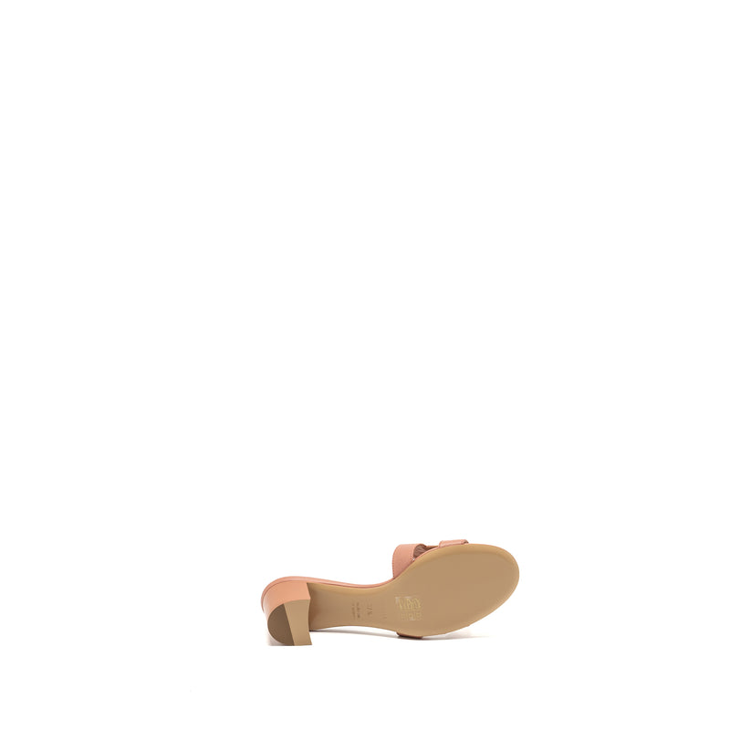 Hermes Size 37.5 Oasis Sandals Epsom Rose Aube