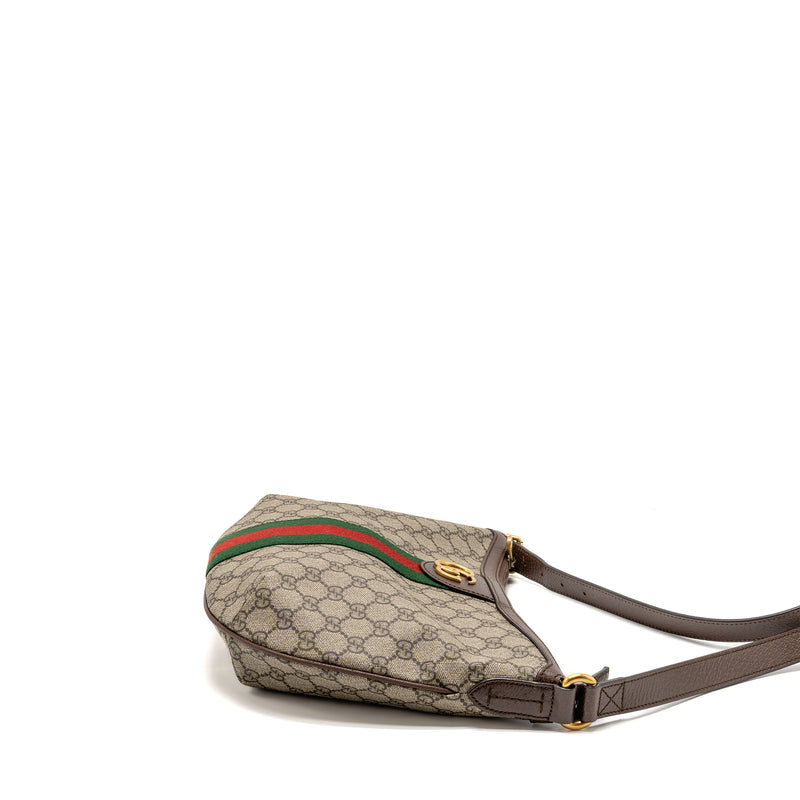 Gucci Small Ophidia Half Moon Crossbody Hobo Bag GG Supreme Canvas GHW