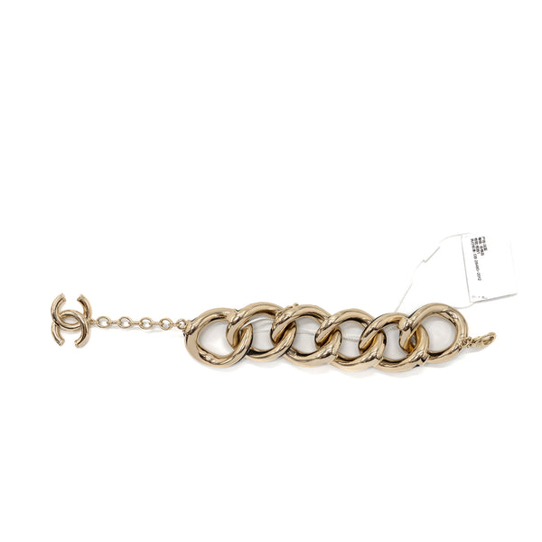 Chanel twist bracelet leather black with light gold tone