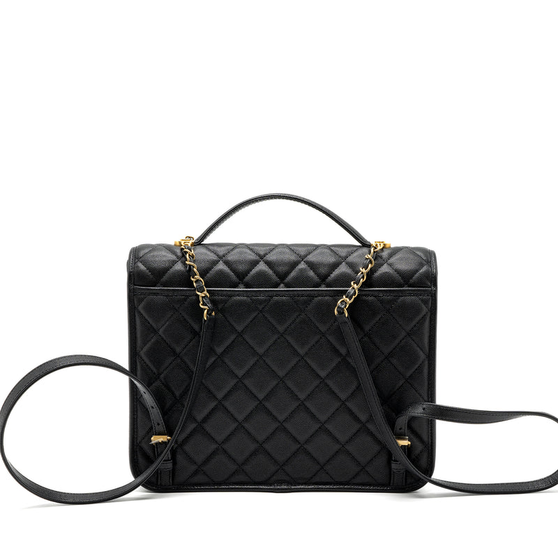 chanel black quilted leather large backpack Chanel 22k Large Backpack Caviar Black GHW(microchip)
