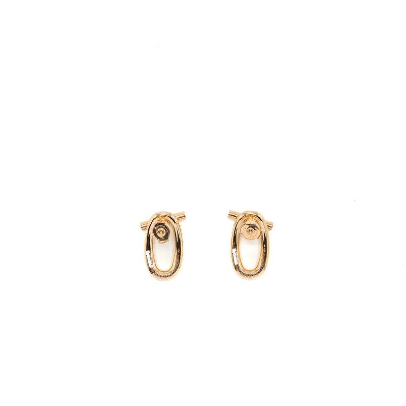 Hermes Adage Pendant Earrings Rose Gold Diamonds