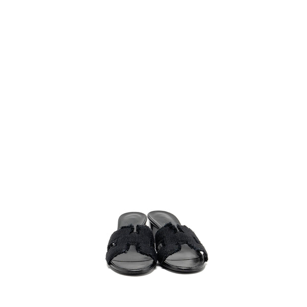 Hermes size 37 Oasis sandal canvas black