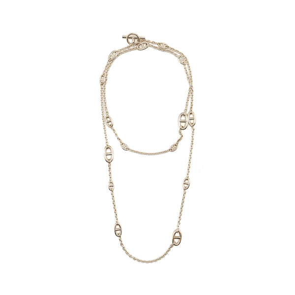 Hermes 120cm Farandole long Necklace Silver Tone