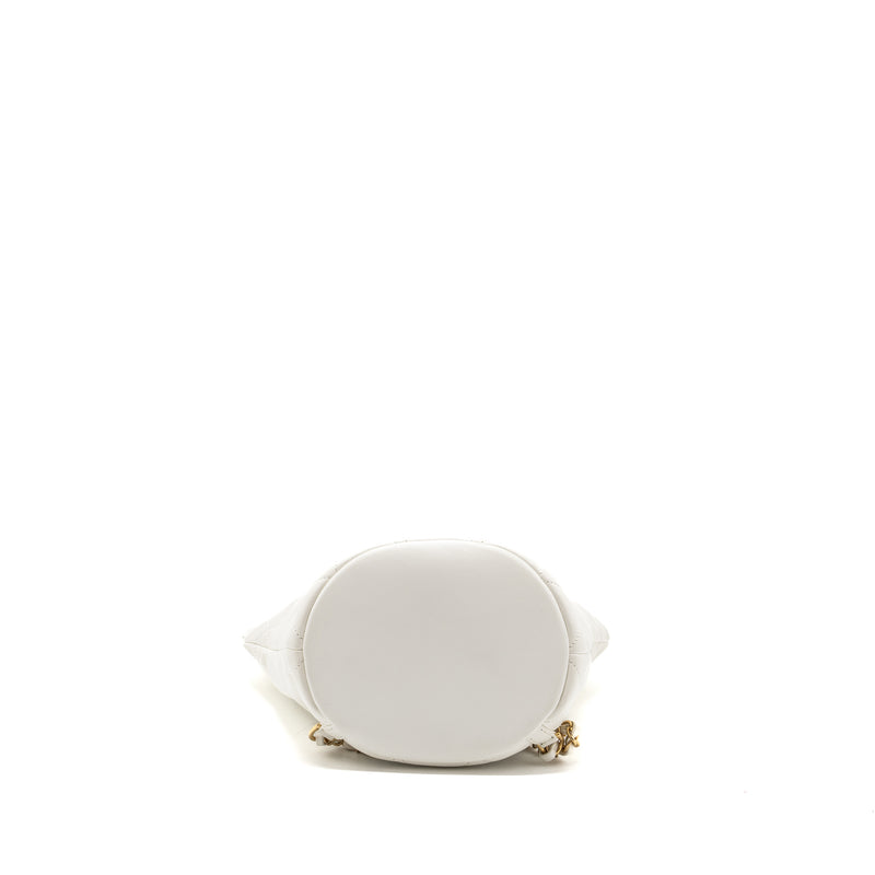 Chanel Round Handle Bucket Backpack Lambskin White GHW