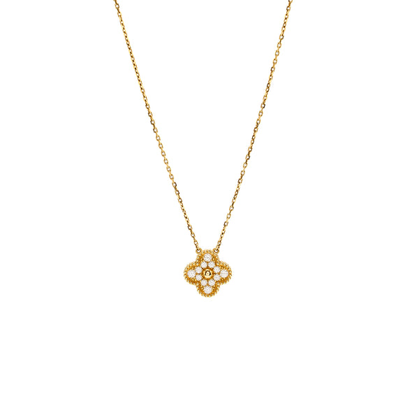 Van cleef and Arpels Vintagel Alhambra pendant 18k yellow gold diamonds
