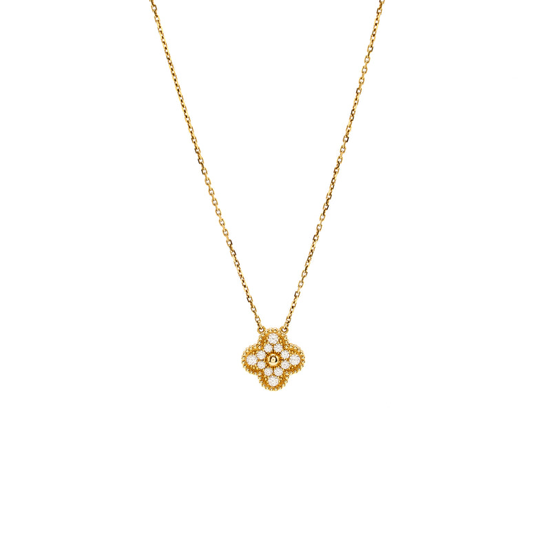 Van cleef and Arpels Vintagel Alhambra pendant 18k yellow gold diamonds