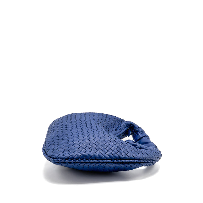 Bottega Veneta Intercciato Hobo Bag Lambskin Dark Blue SHW