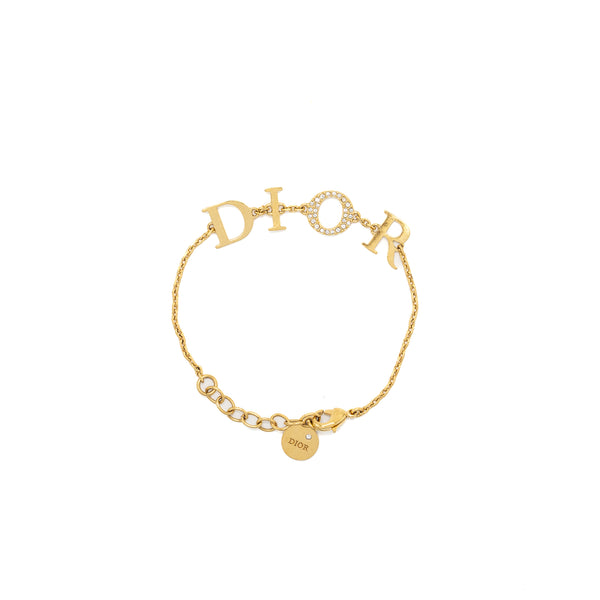 Dior Letter Bracelet Crystal Gold Tone