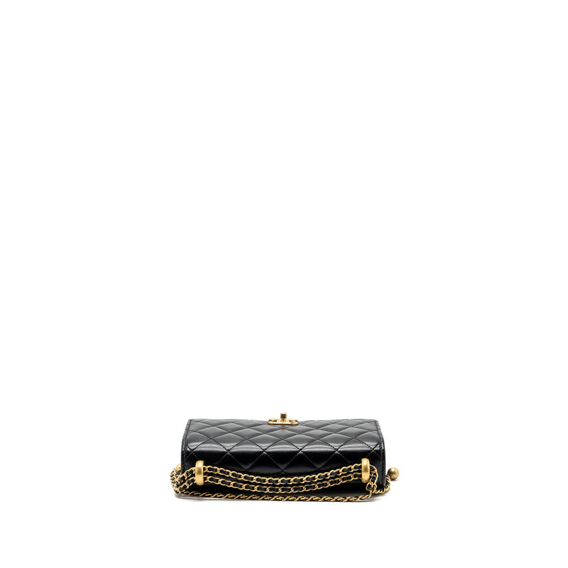 Chanel 24C gold Crush wallet on chain calfskin black GHW (microchip)