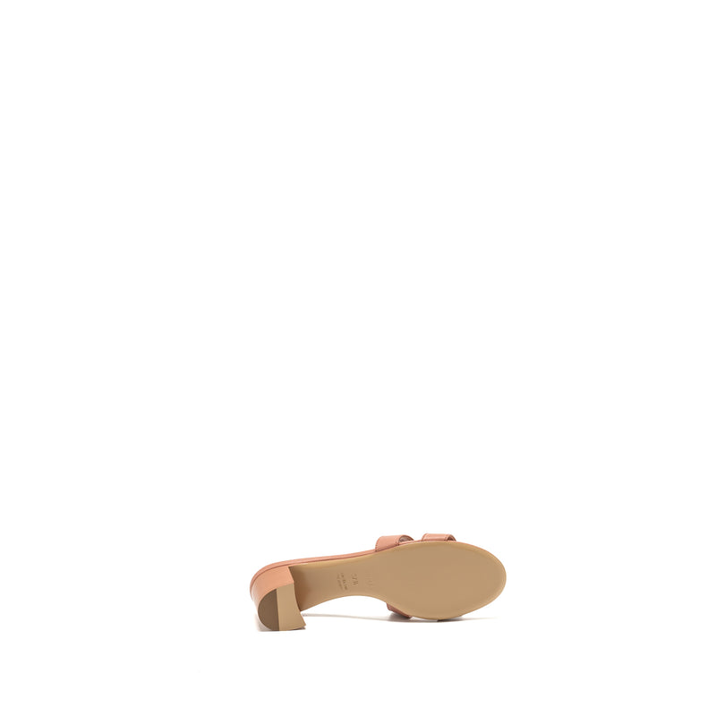 Hermes Size 37.5 Oasis Sandals Epsom Rose Aube
