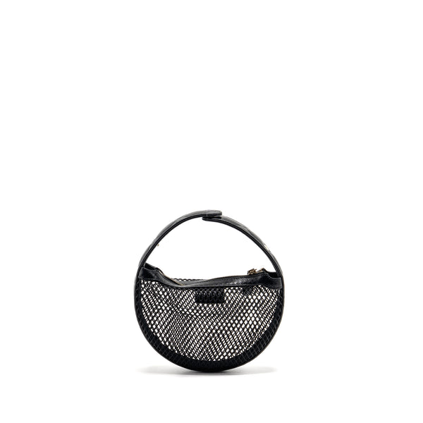 Chanel 25S half moon clutch mesh/ lambskin black LGHW (microchip)