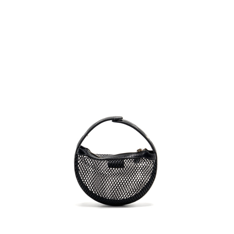 Chanel 25S half moon clutch mesh/ lambskin black LGHW (microchip)