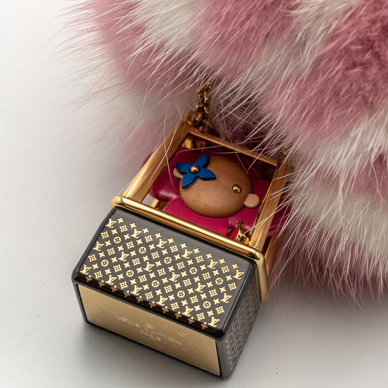 New Louis Vuitton Pink & Gold Bag Charm with Box