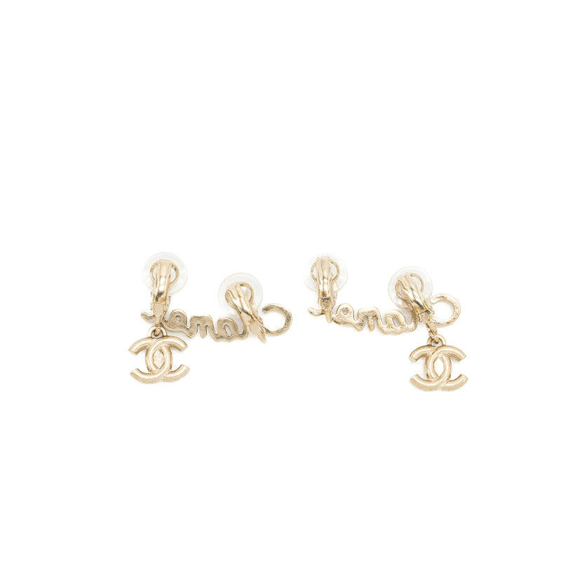 Chanel Coco/Chanel Letter Earring Clips Light Gold Tone