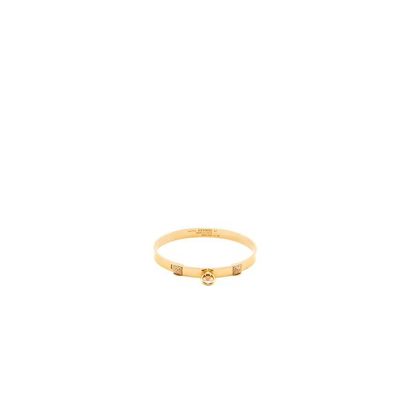 Hermes Size ST Collier de Chien Bracelet, Small Model Rose Gold Diamonds