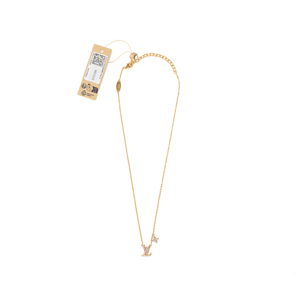 Louis Vuitton LV Iconic Enamel Necklace light pink gold tone